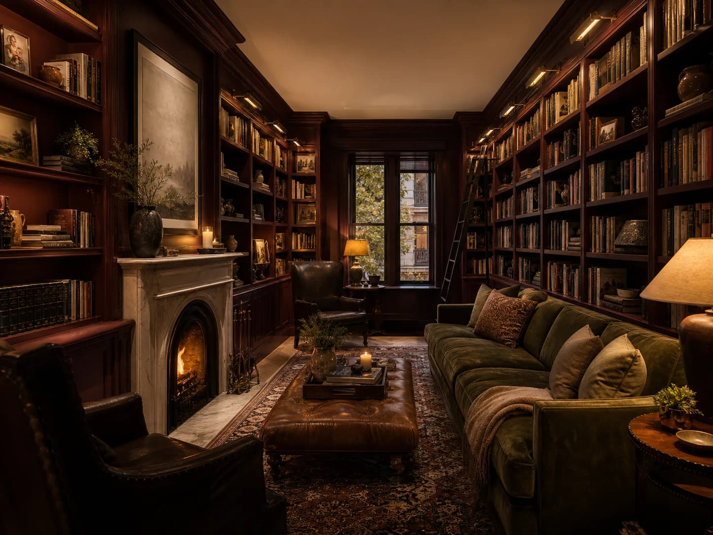 Book Drenching living room design — living rooms