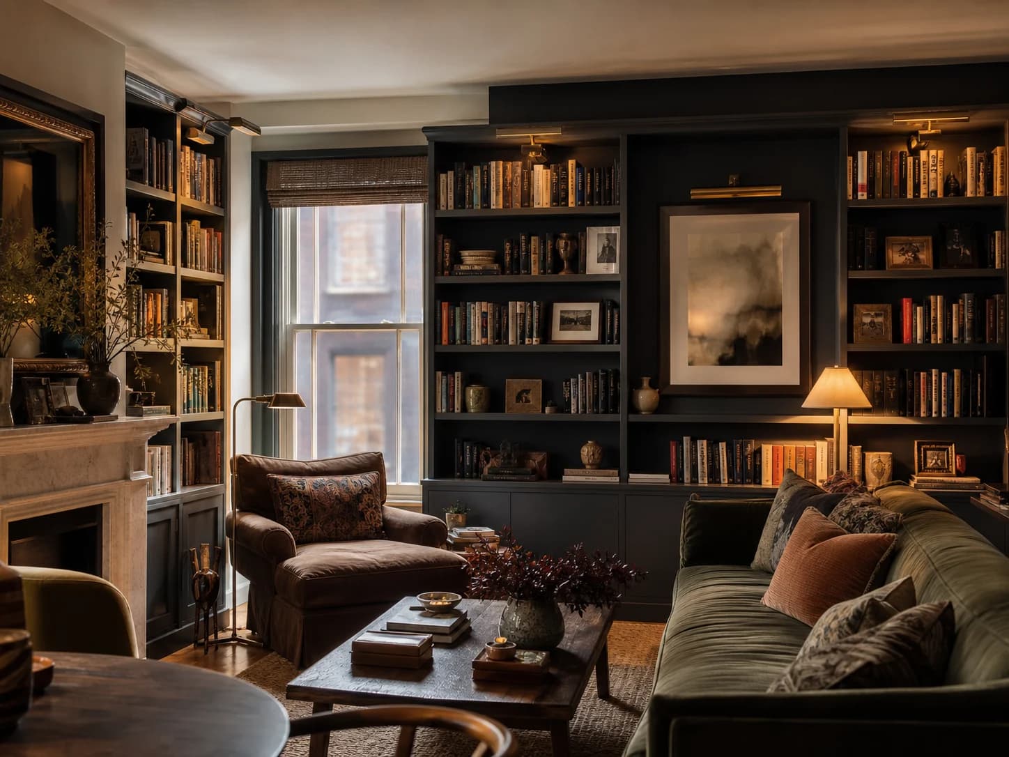 Book Drenching living room design — living rooms