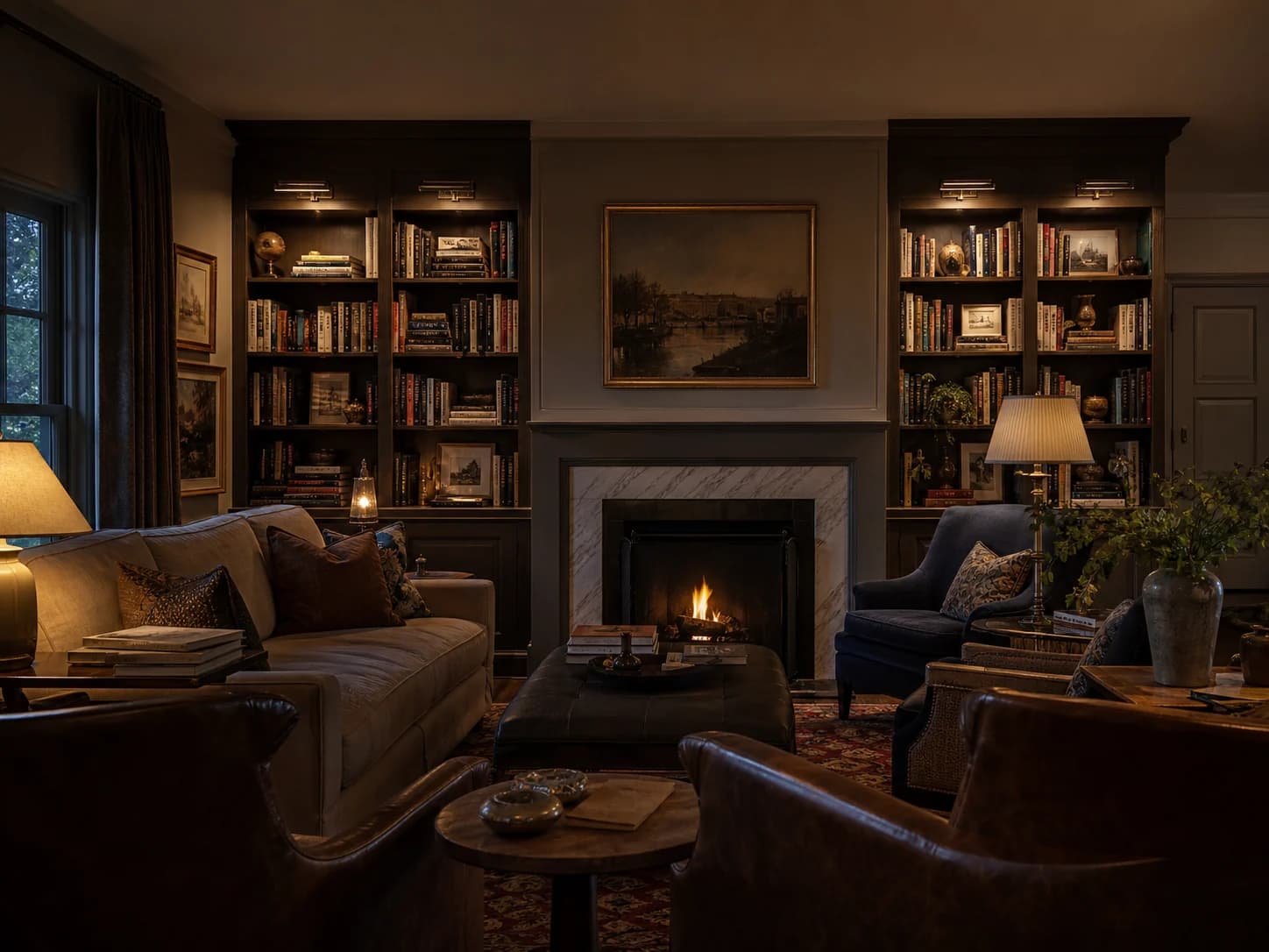 Book Drenching living room design — living rooms