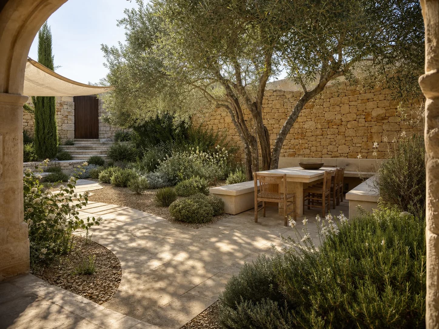Mediterranean Courtyard Garden design inspiration