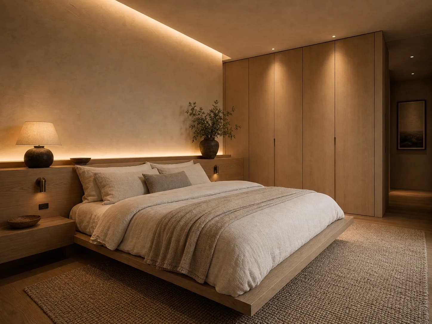 Warm Minimalist bedroom design — bedrooms