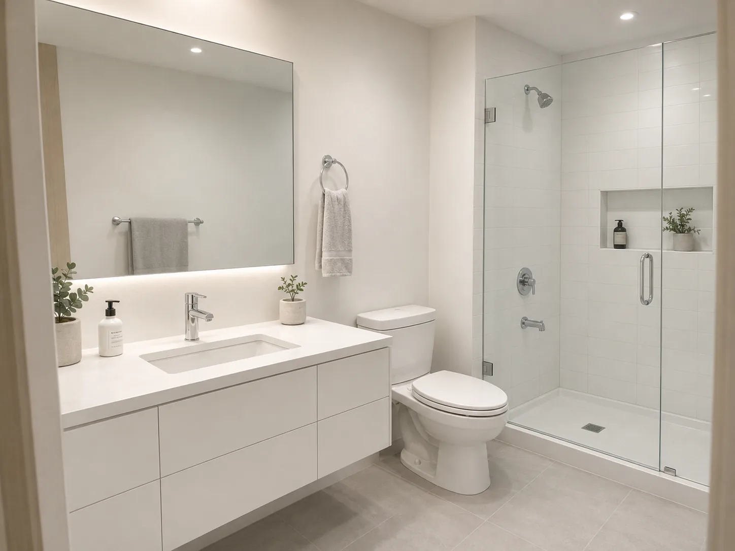 Modern bathroom after AI bathroom design