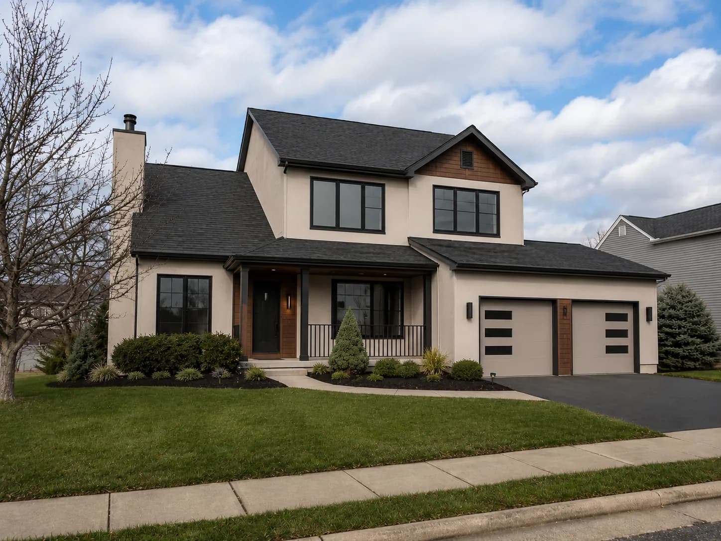 AI visualization of a warm stone exterior design