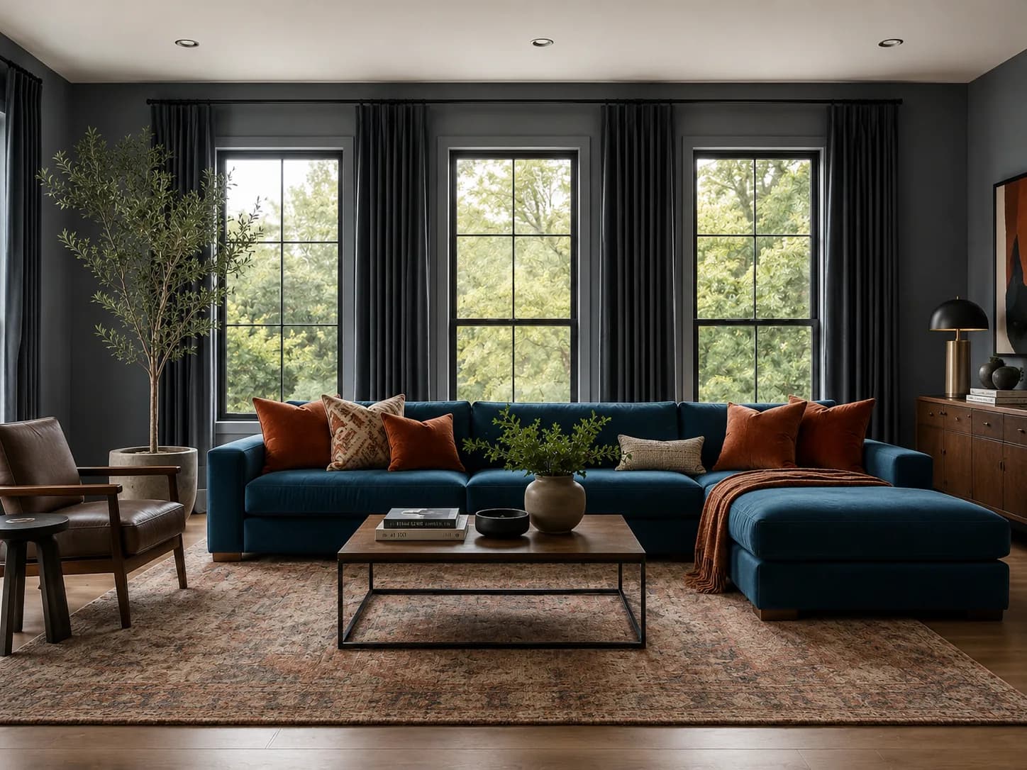 Living Room visualized in Art Deco style