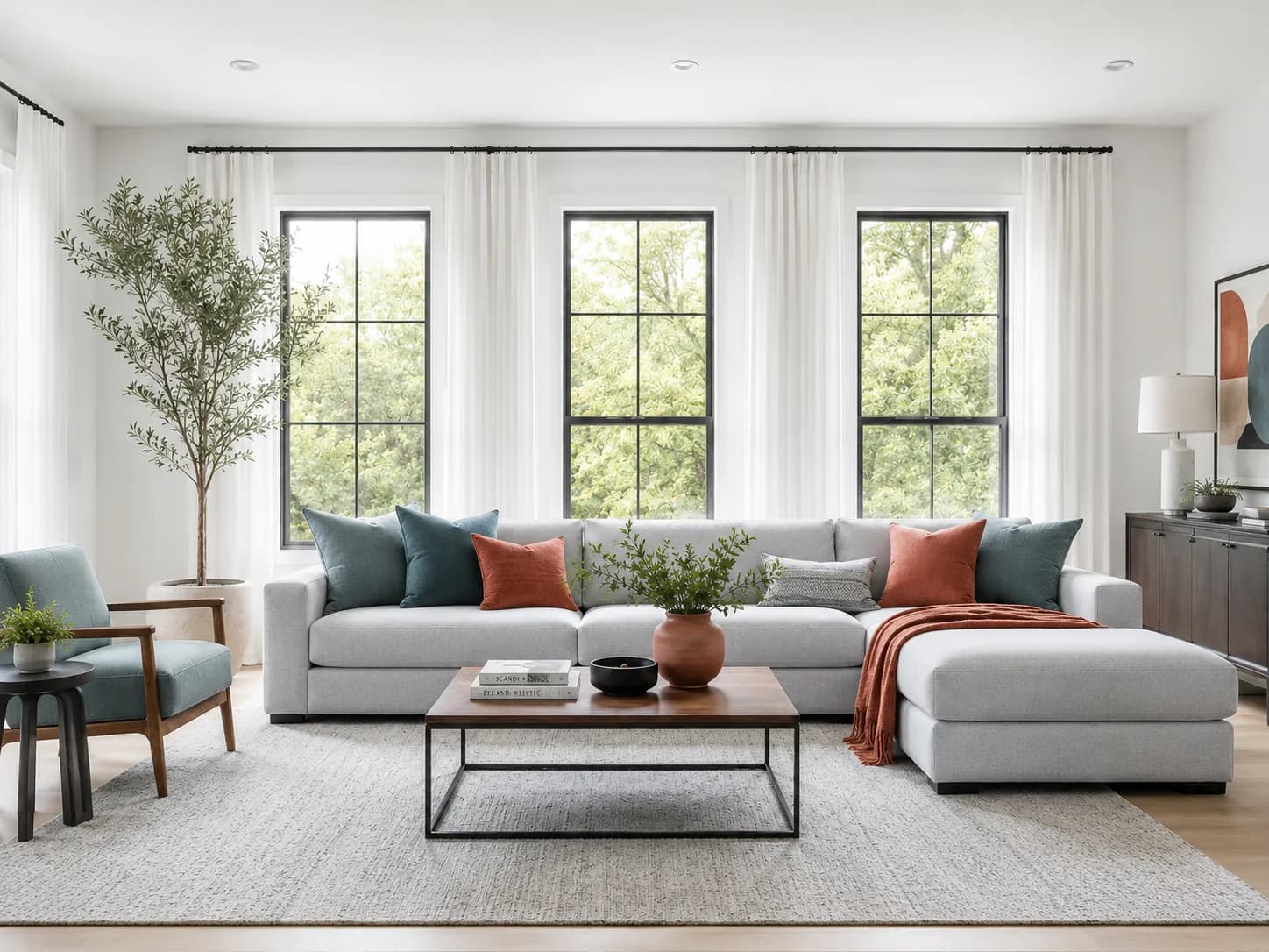 Living Room visualized in Transitional style
