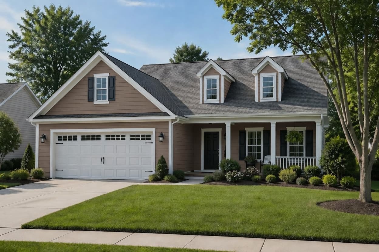 exterior scene painted warm taupe