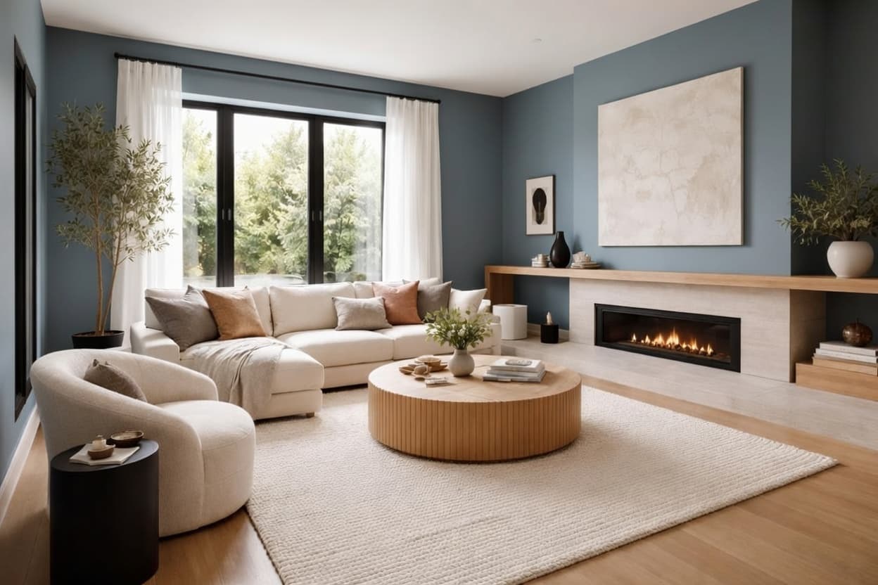 interior visualization with Steel Blue paint