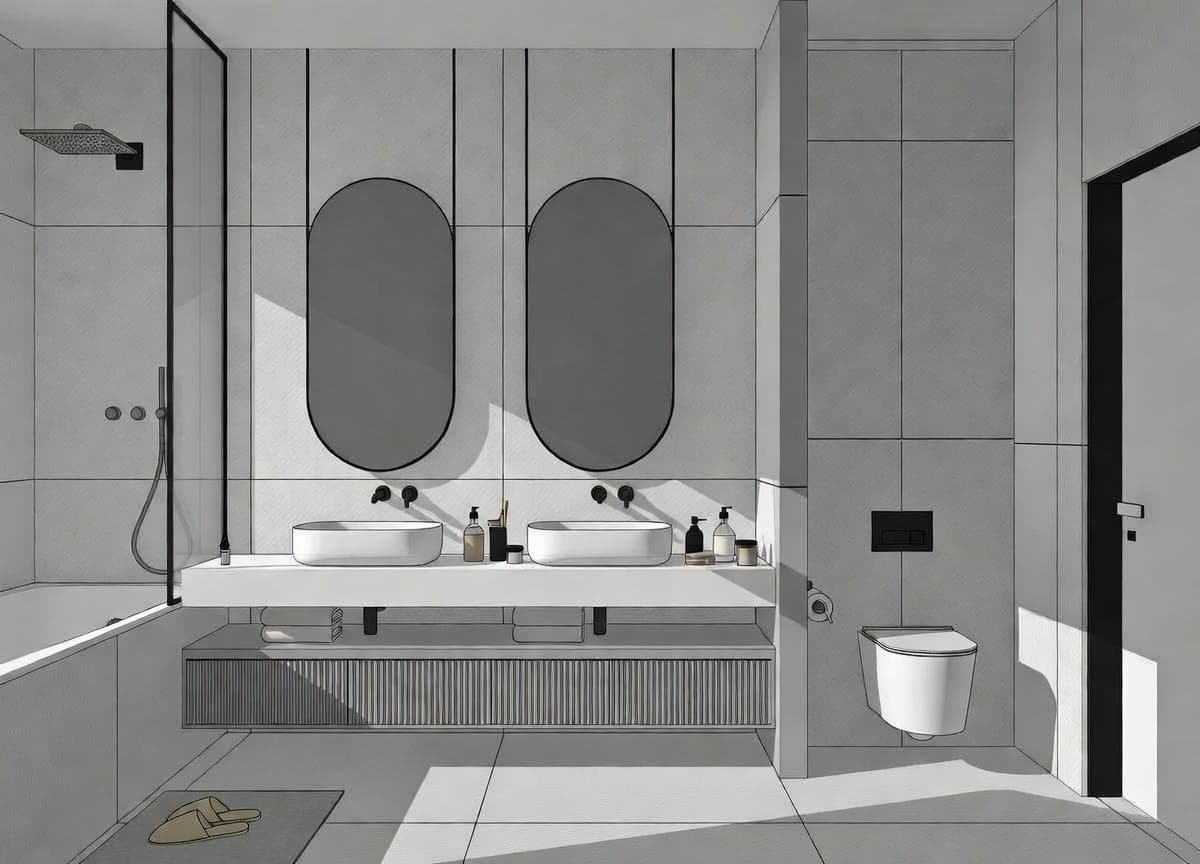Bathroom concept sketch before AI rendering